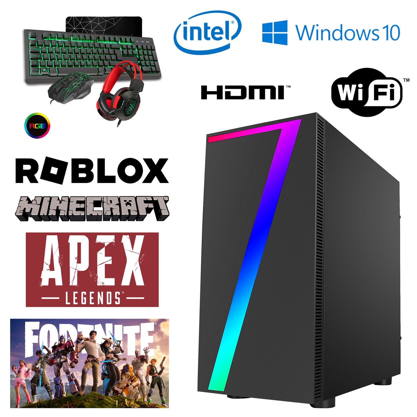 Phoenix Gaming FURY Desktop PC Intel i5 16GB RAM 256GB SSD 2TB HD 4GB GPU Win 10