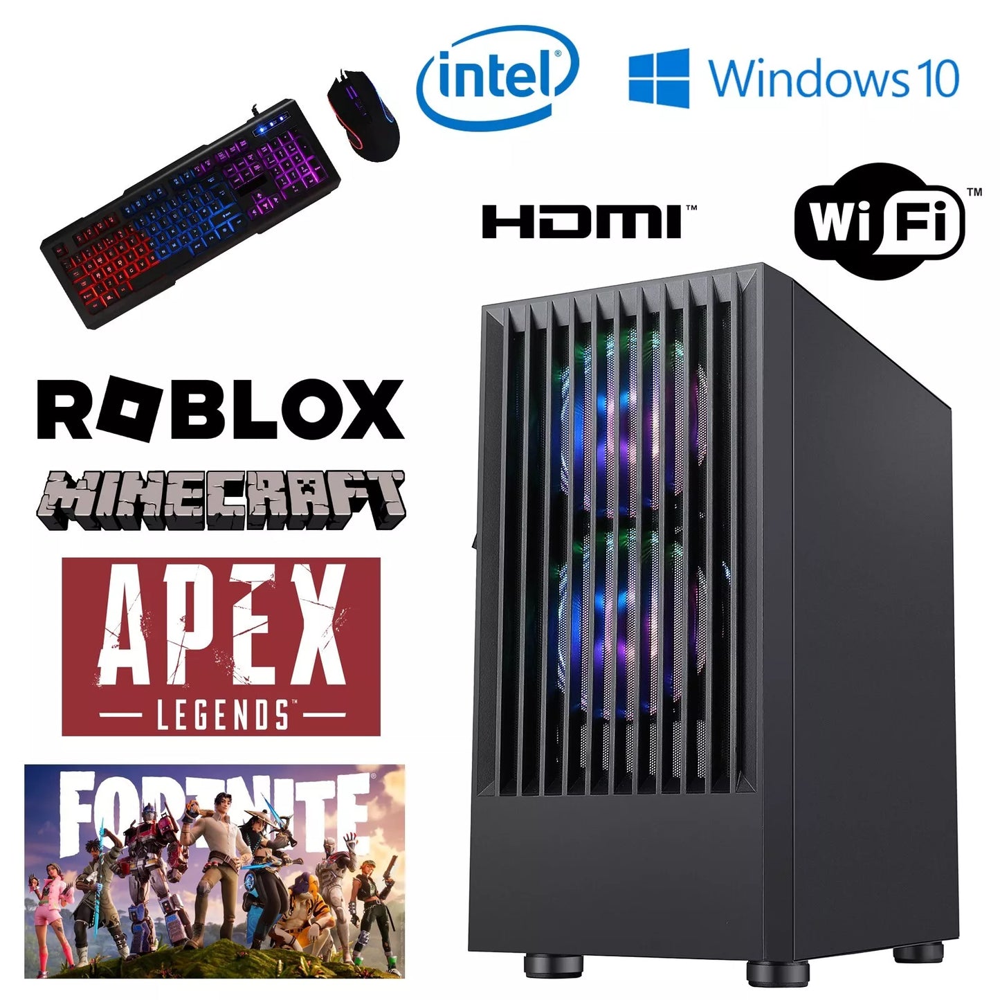 Phoenix Gaming BLAZE Desktop PC i3 4th 16GB RAM 256GB SSD 1TB HDD 2GB GPU Win 10