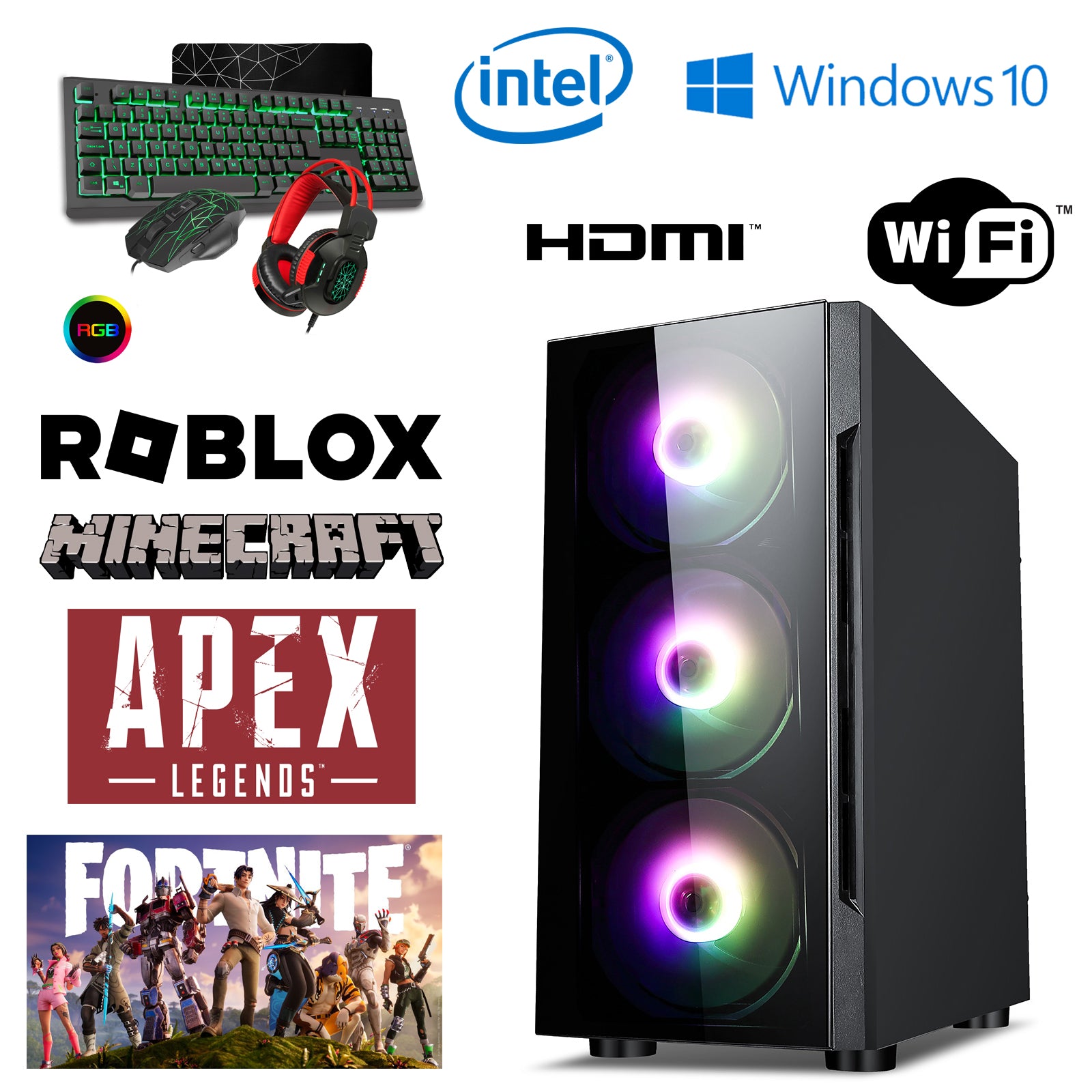 Phoenix Gaming WRATH Desktop PC i5 16GB RAM 256GB SSD 2TB HD 4GB GPU Windows 10