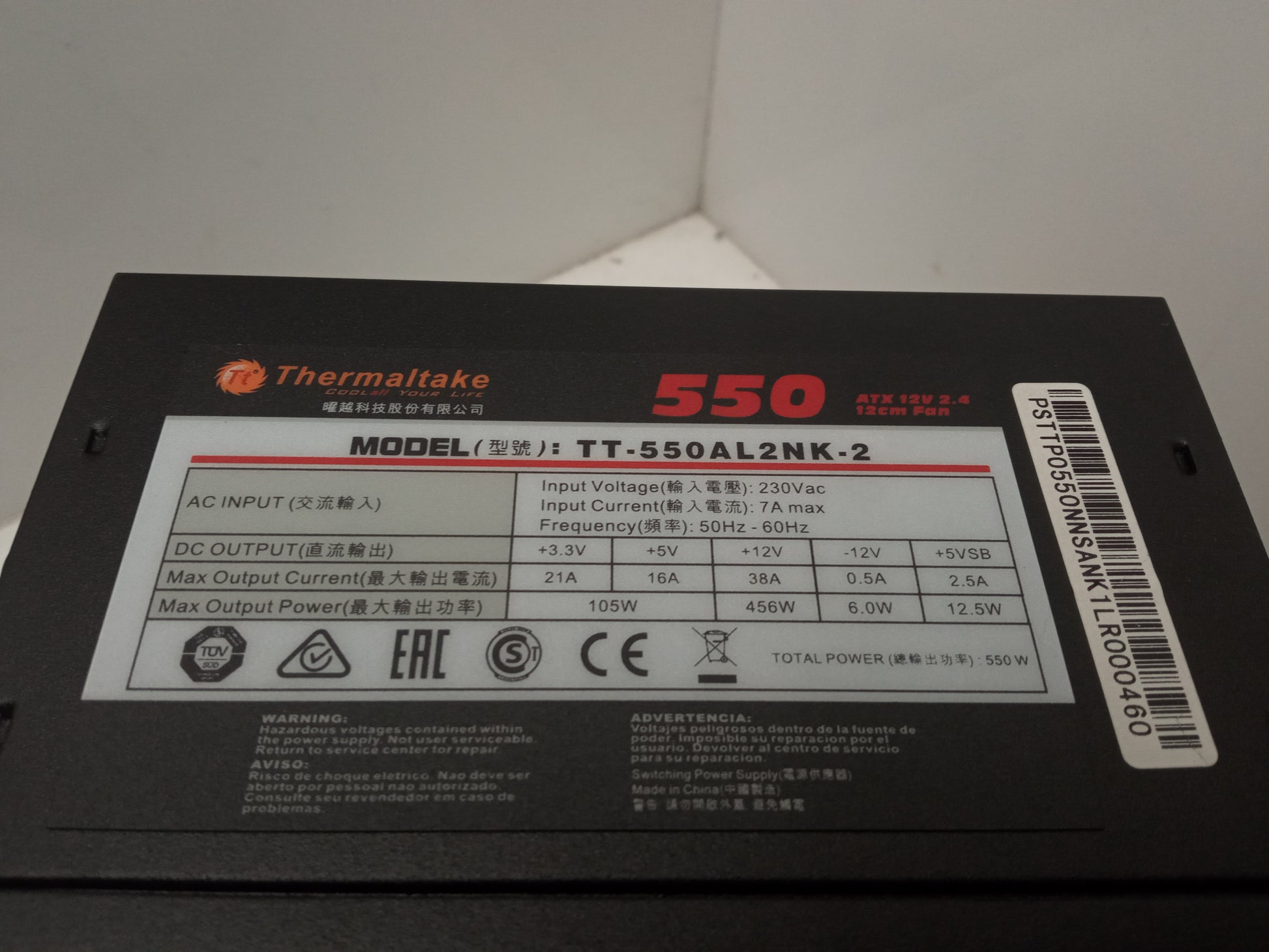 Thermaltake TT-550AL2NK-2 550W ATX Desktop Power Supply Unit 